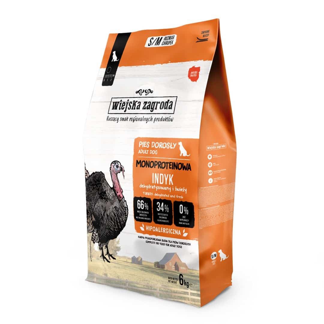 Karma sucha dla psa Wiejska Zagroda Monobiałkowa Indyk (dorosły) - 6kg