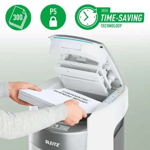Niszczarka Leitz IQ Optimax AutoFeed 300, P5, 300 kartek, 25 l kosz