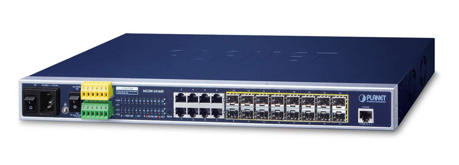 Switch PLANET MGSW-24160F 24-portowy (16x SFP + 8x RJ45)