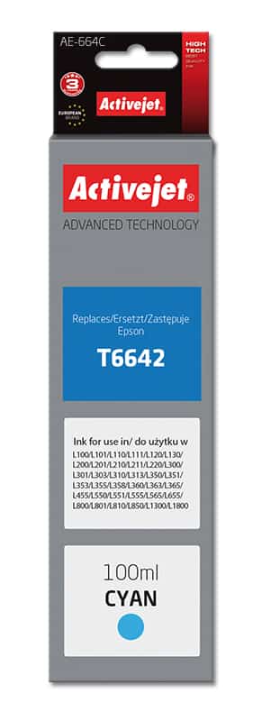 Tusz Activejet AE-664C, 100 ml, niebieski