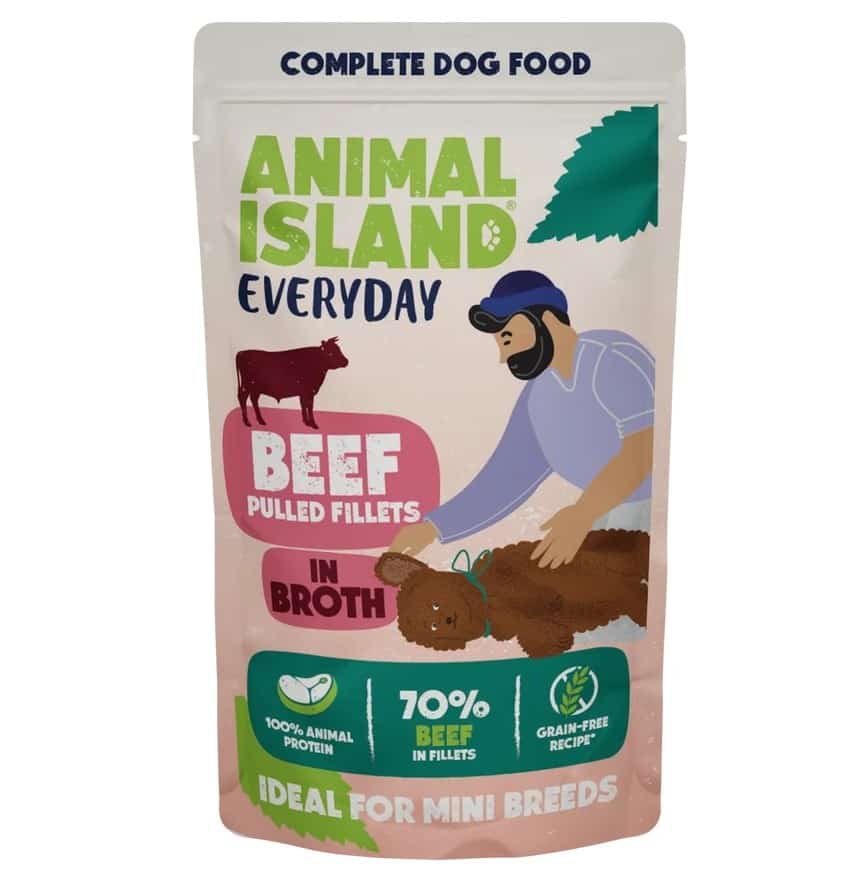 Mokra karma dla psa ANIMAL ISLAND - fileciki w rosole z wołowiną 150g