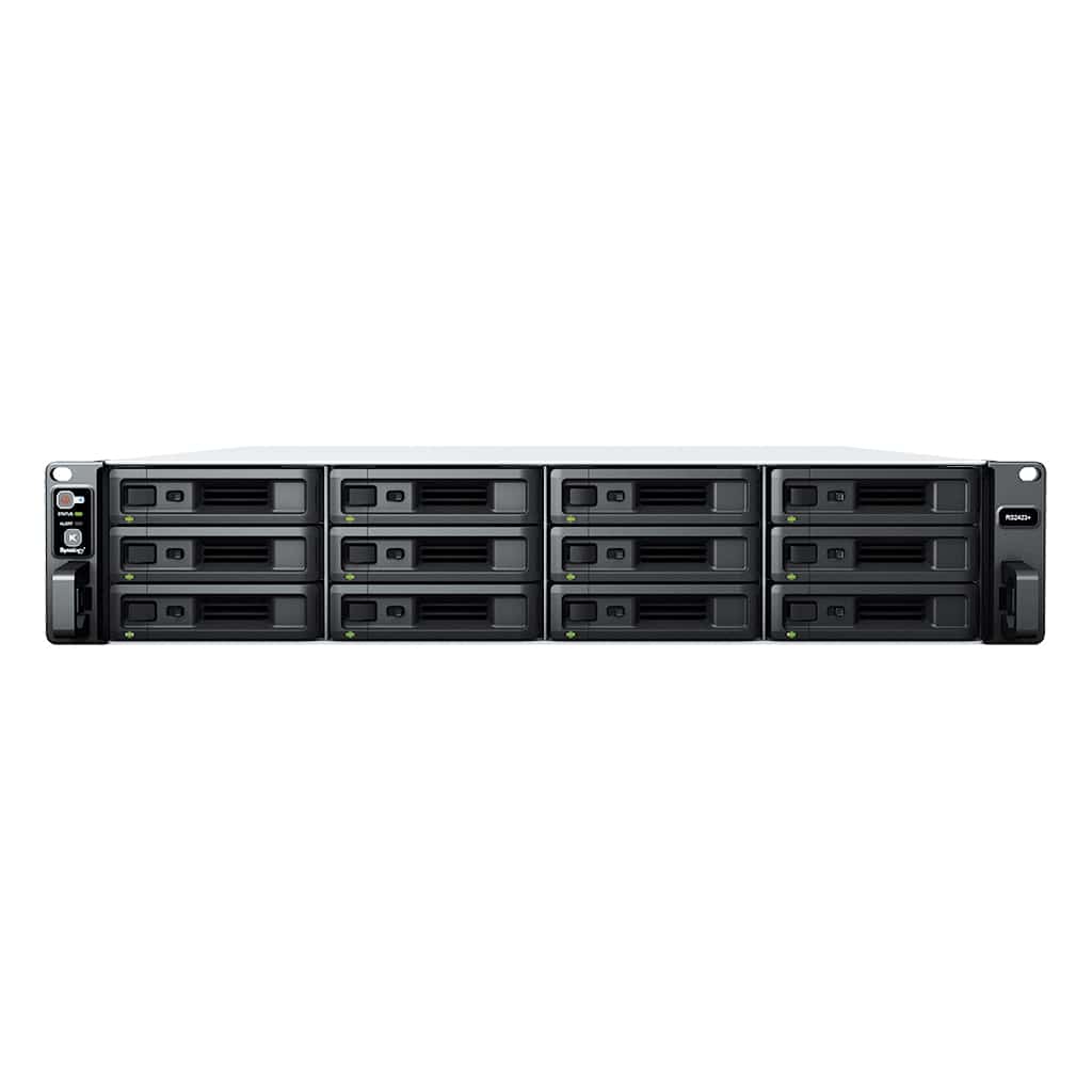 Serwer NAS Synology RS2423+ z procesorem Ryzen V1780B i obsługą 12 dysków 3,5"/2,5" SATA