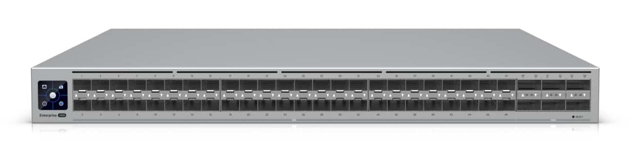Zarządzany przełącznik warstwy agregacyjnej Ubiquiti Enterprise Campus 48-portowy 25Gbps + 6 portów 100Gbps (ECS-Aggregation)