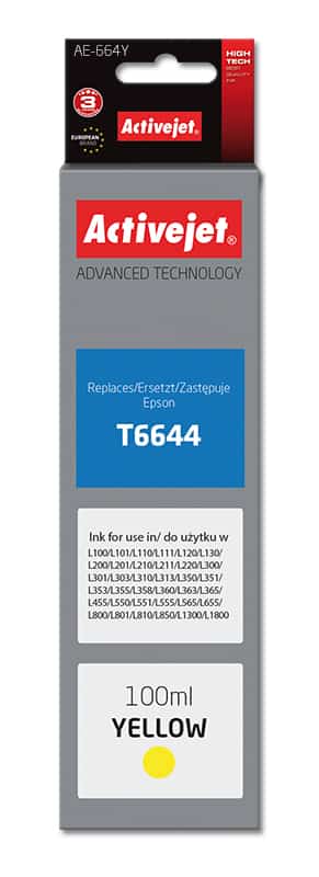Tusz Activejet AE-664Y 100ml do drukarek Epson Ecotank