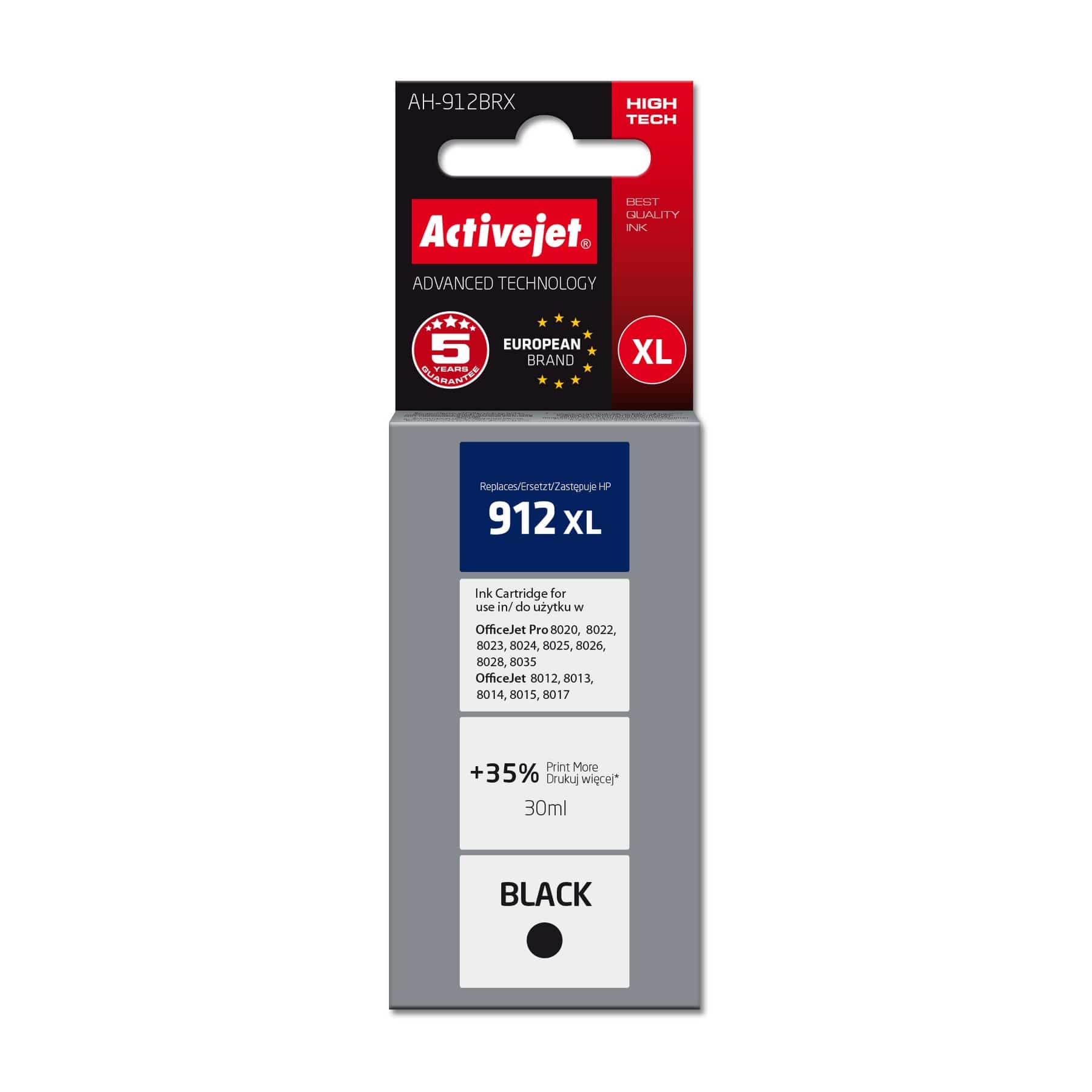 Tusz Activejet AH-912BRX, 30 ml, czarny, kompatybilny z HP
