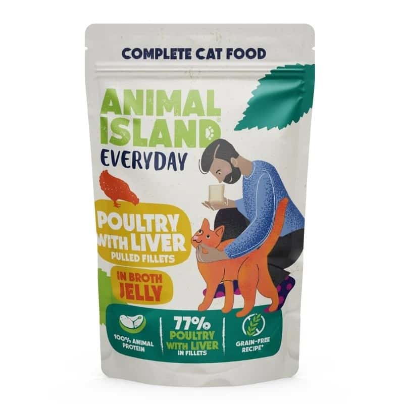 Karma mokra dla kota Animals Island Everyday z drobiem i wątróbką w galarecie 85 g