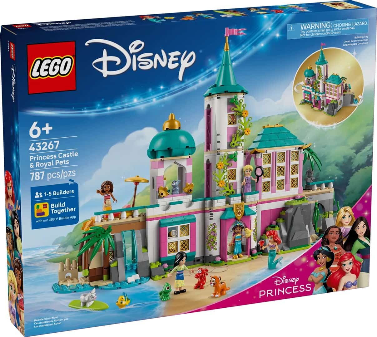 Zestaw LEGO Disney Princess 43267: Zamek Księżniczek i Królewskie Zwierzaki
