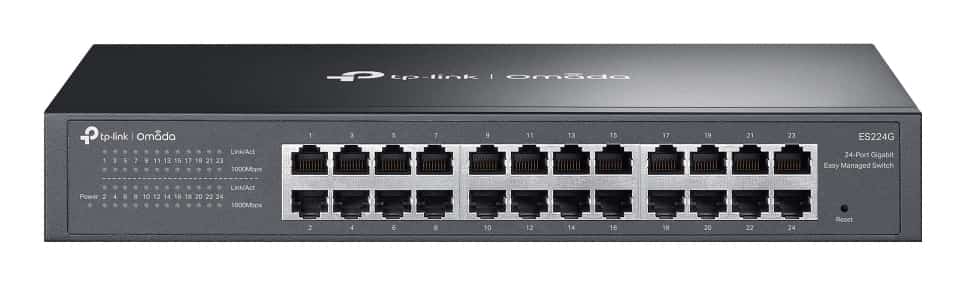 Switch TP-Link ES224G - Czarny, z zasilaczem Kluczowe specyfikacje: - 24 porty Gigabit Ethernet - Prędkość transmisji do 1000 Mbps - Obsługa VLAN i QoS